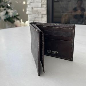 Steve Madden Dark Brown Leather Card Holder